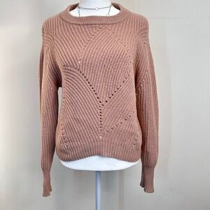 Wilfred Aritzia Merino Wool Pointelle Knit Sweater Mauve Pink XS